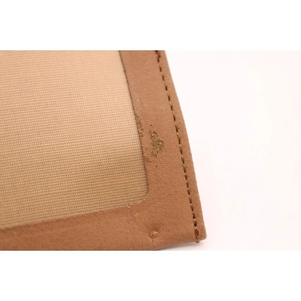 Pocket Wallet Small Case Business ID Card Holder Faux Leather Camel Brown Vtg